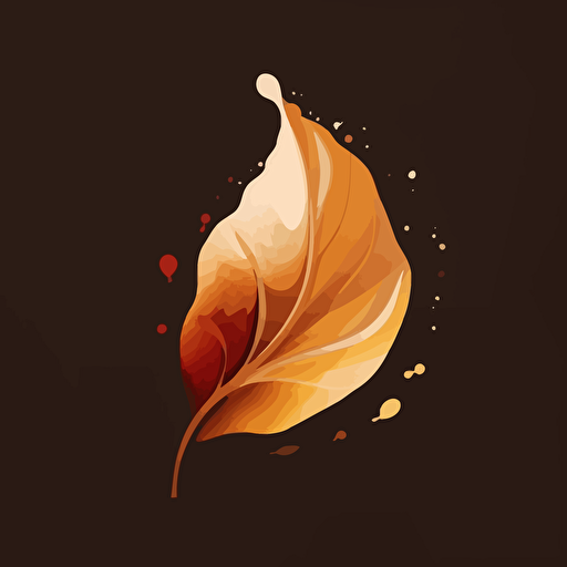 a falling autumn leaf, sleek minimalist design, orange and brown, fluid vector art