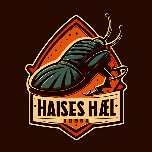 vector logo of a heel squashing a bug, simple, retro style