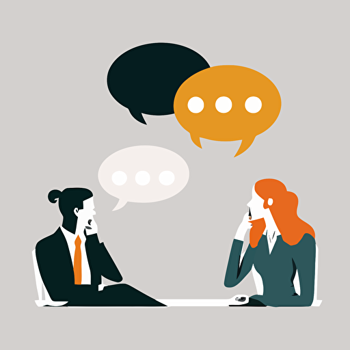 a vector art with a white background showing two people chatting