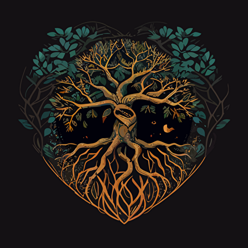 vector logo of tree of life connecting heart with sacred geometry. healing grounds.