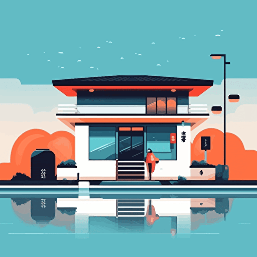 Vector, minimal, korean style architecture, simple