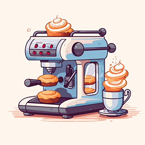 expresso coffee machine vector with pastry