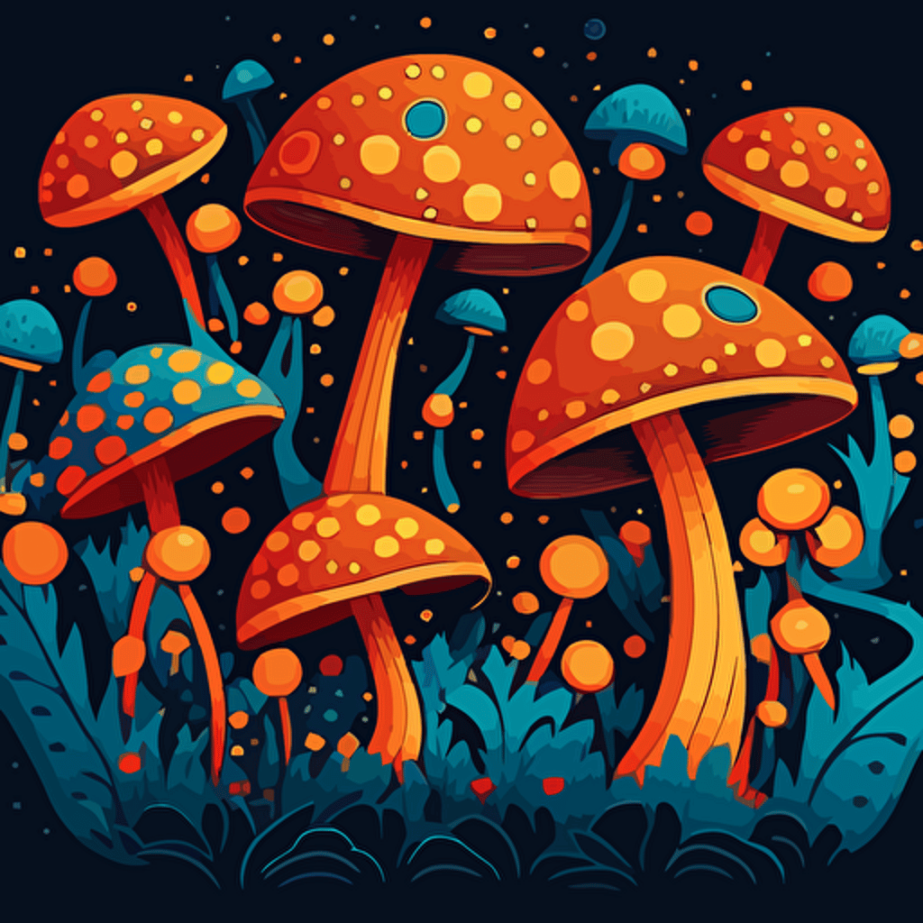 a magic mushroom pattern in a vector style