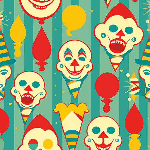 a seamless repeating vector pattern of clown related items