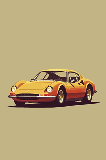 ferrari dino car poster 1970, minimalistic vector,