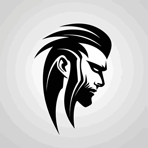 black and white minimalistic head of banshee, minimalistic icon, vector shape