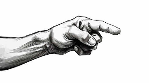 pointing finger towards, simple drawing, vector, white background