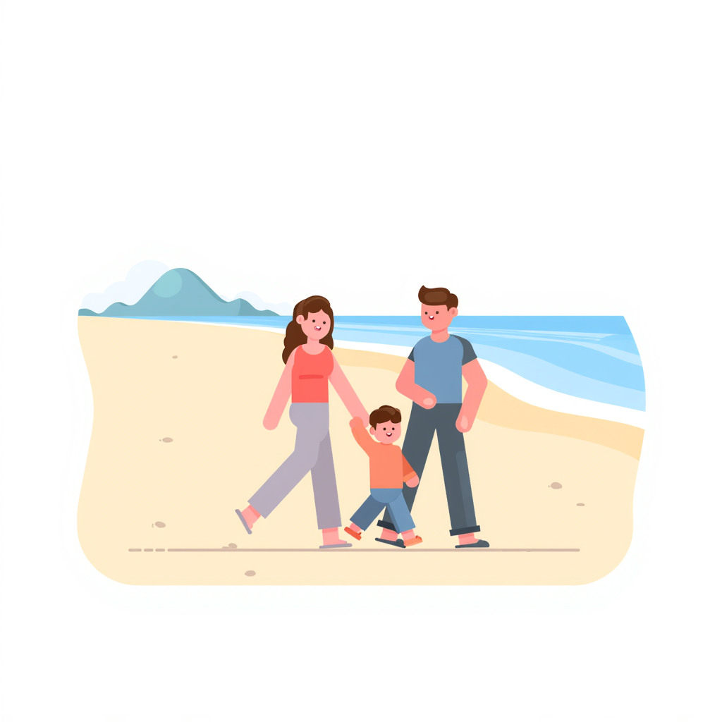 a family at the beach