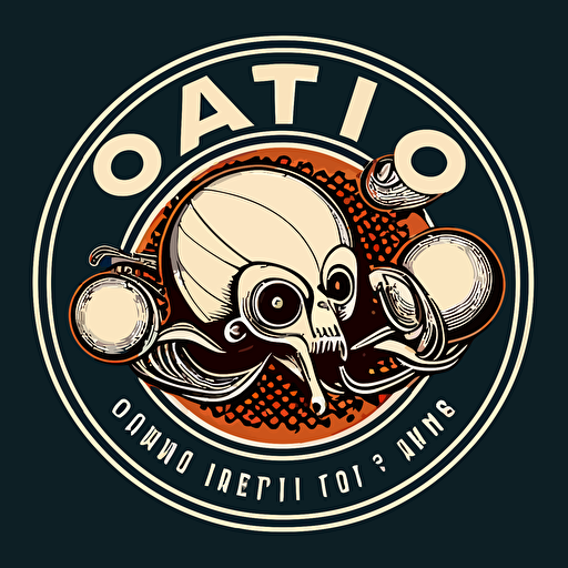 octopus Ping Pong Sumit, vector logo, action, japanese design style,