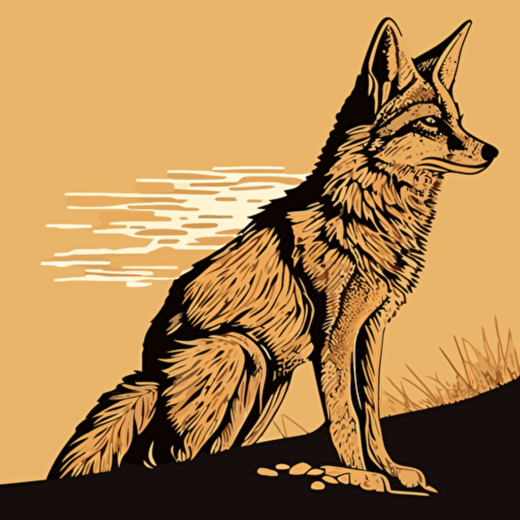 coyote looking forward, logo, icon, single color vector art