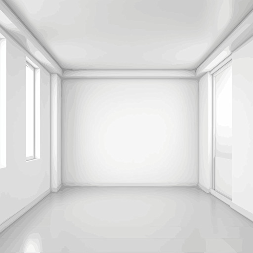 empty white room, solid white background,full view blank space , Vector