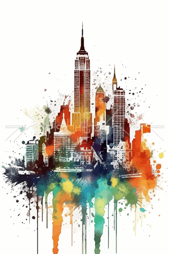 manhattan, vector, illustration art, white background,