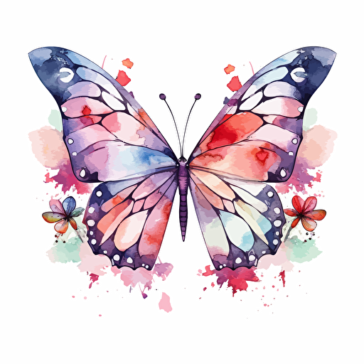 watercolor vector illustration boho butterflies sticker white background