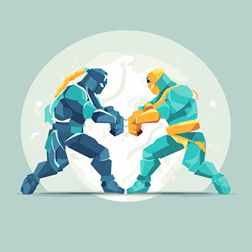 two seringes clash eachother, flat design, vectorial style, simple colors, logo, unicolor background,