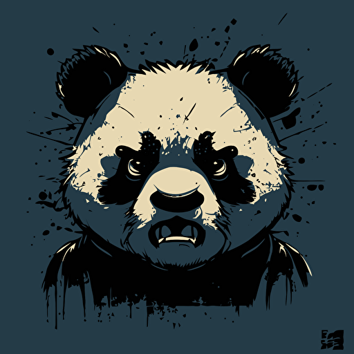 angry panda face vector drawing