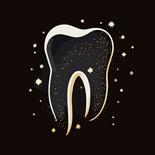 flat vector illustration of a white tooth on a black background