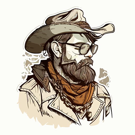 Cowboy with glasses doodle vector ilustration