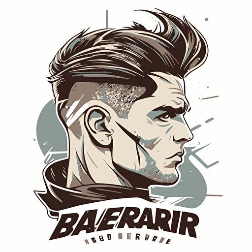 barber head vector,comic style, white background
