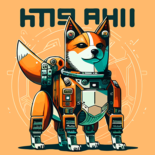 shiba inu robot, vector style, simple, logo, front on