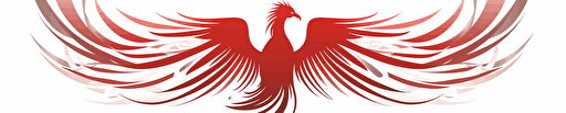 a modernist, minimalist phoenix insignia. art deco. 2d. vector. red on white background. white edges.