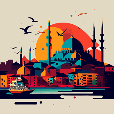 instanbul colourful simple vector art
