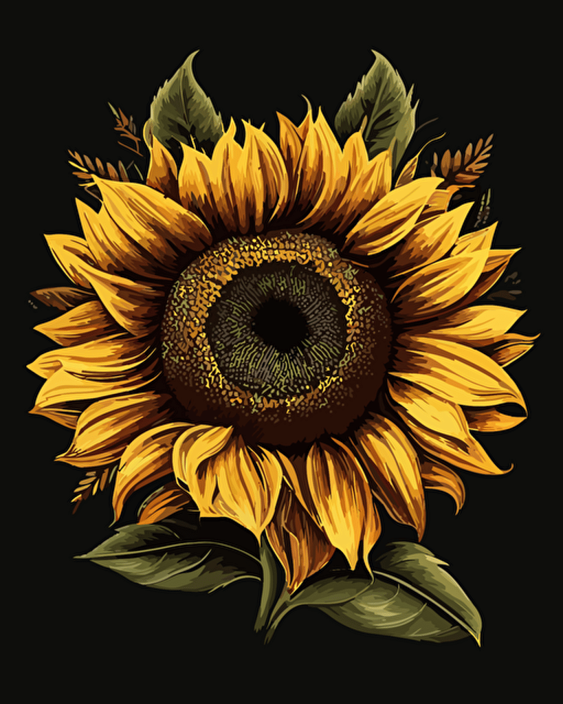 vector designt of sunflower, full color, self fullfilment, printable