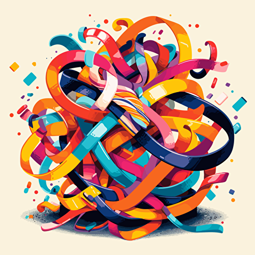 burst of ribbons by tim lahan, 2d vector art, flat colors