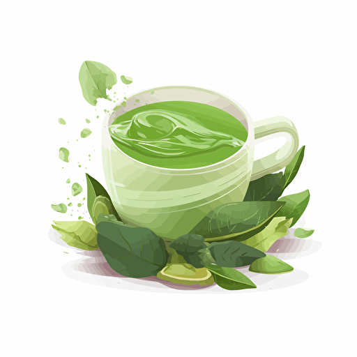matcha tea, vector art, white background