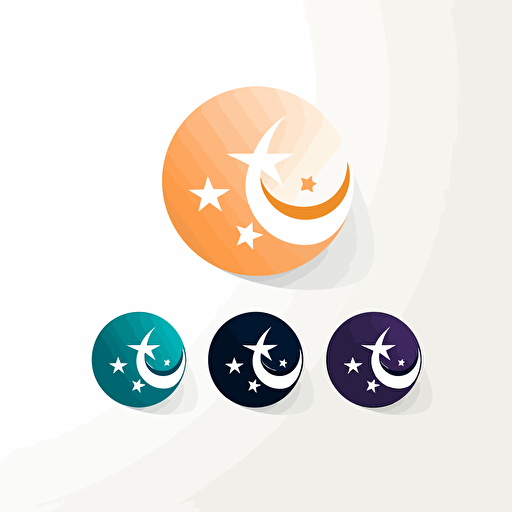 minimal vector logo, stars moon astrology, solid colours, whie background