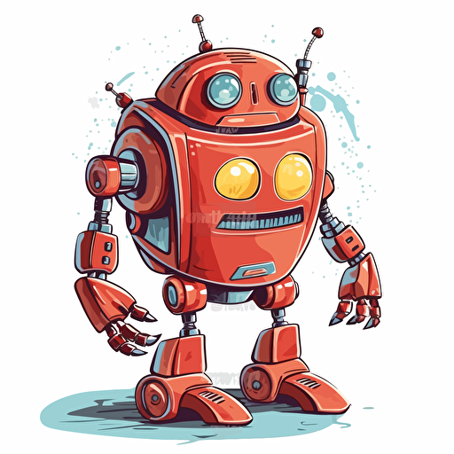 a friendly robot, white background, in the style of vector art,