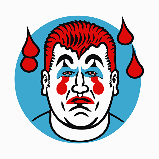 john wayne gacy in clown makeup, sticker, vector