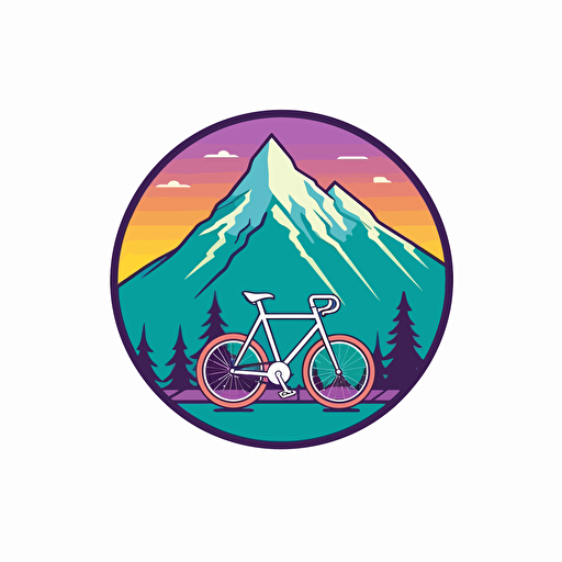 combined mountain and road bike flat vector logo