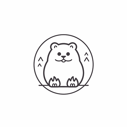 Chubby Chewbacca, illustration, looking at the camera, minimal, outline strokes only, black and white, logo, vector, minimalistic, white background