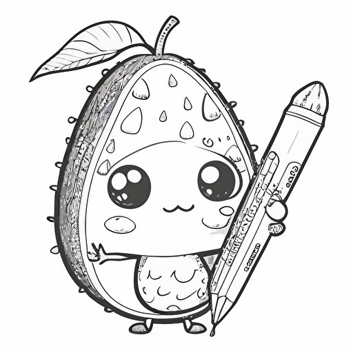 baby avocado cartoonmorphia coloring page, cute, adorable, vector