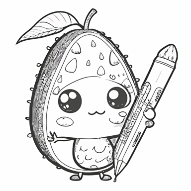 baby avocado cartoonmorphia coloring page, cute, adorable, vector