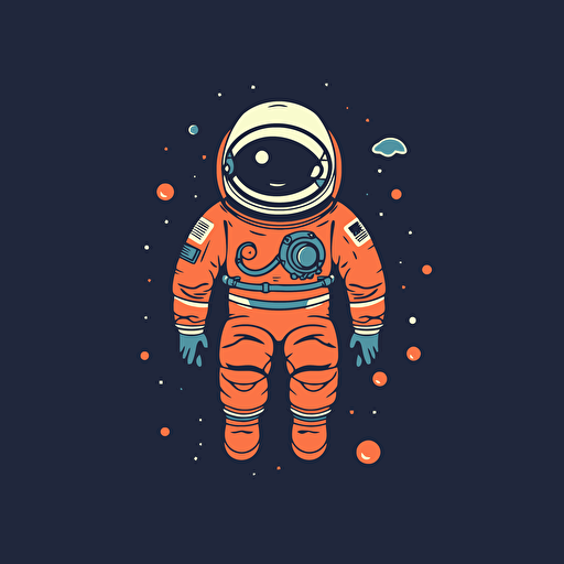 Cute Astronaut floating in space, comic vector illustration style, flat design, minimalist logo, minimalist icon, flat icon, adobe illustrator, cute, Simple