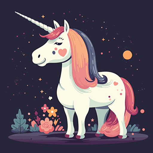 cute unicorn cartoon in flat vector
