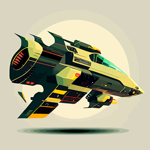 futuristic space ship, simple, vector