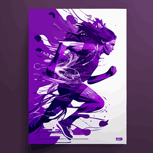 poster for running, vector, purple