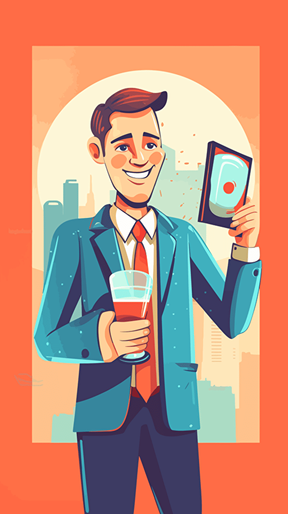 corporate vector art of a sales person making a sale