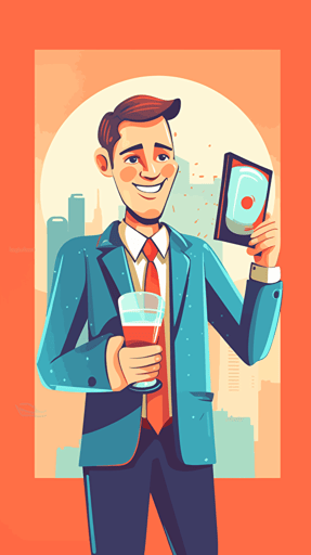 corporate vector art of a sales person making a sale