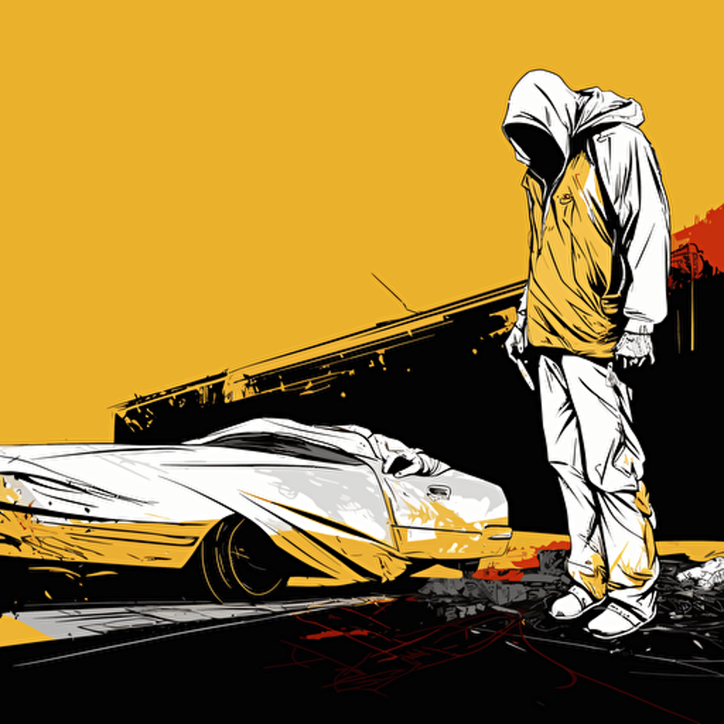 street gangsta standing over a dead body, vector art