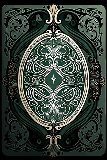 A card back, in an ornate Victorian outline style, [Two colors]. The card back should have a unique design, with elements of fluidity and movement, Flat with no shadow, no script, horizontal symmetry, while still maintaining a cohesive look and feel throughout the deck. Two circles in the middle. Symmetrical design. The overall design should evoke a sense of tranquility, The final product should be high-quality, vector artwork, suitable for printing on the backs of standard playing cards.