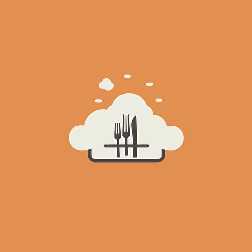 logo for restaurant menu in cloud, flat 2d, vector, minimalist, simple, warm colors, square with rounded corners, dribbble and behance inspired