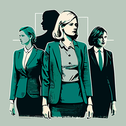 Four women in business suit, as top manager, at the top, vector illustration