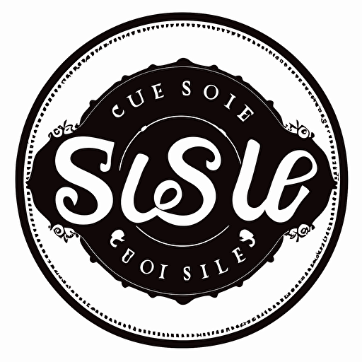 a coofee shop logo with the text "Su" Round Coofee Shop Logo letters, simple black and white, 2d, vectorized
