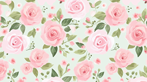 whimsical tiny print pink rose wallpaper in Watercolor pattern in the style of nursery artwork. Bright, sweet. Highly Detailed, vector, render, intricate, cute, adorable, lovely. Seamless pattern repeat.