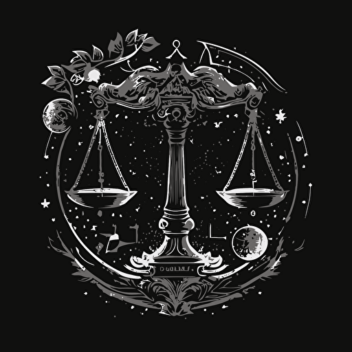 2d , vector , libra , white on black background