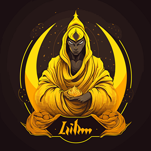 yellow djinn esport logo, vector, adobe illustrator, simplified, no text