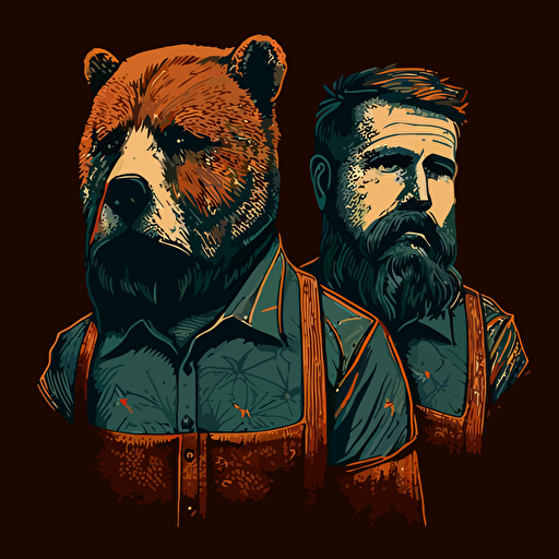 hand drawn vector illustarion of 2 bear men
